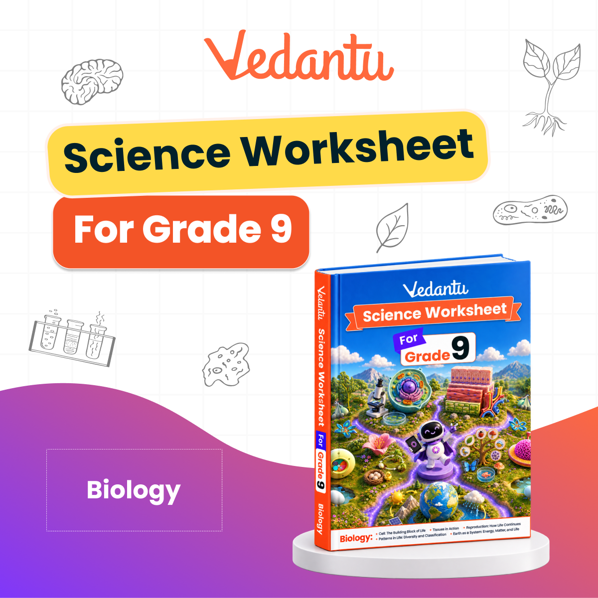 Vedantu Class 9 Maths & Science Practice Worksheet Books Combo | Set of 5 (Maths Vol 1 & 2 + Physics, Chemistry & Biology) | CBSE Curriculum Aligned | Chapter-Wise Practice, Interactive Activities, Concept Revision & Tests | Vedantu LearnTab