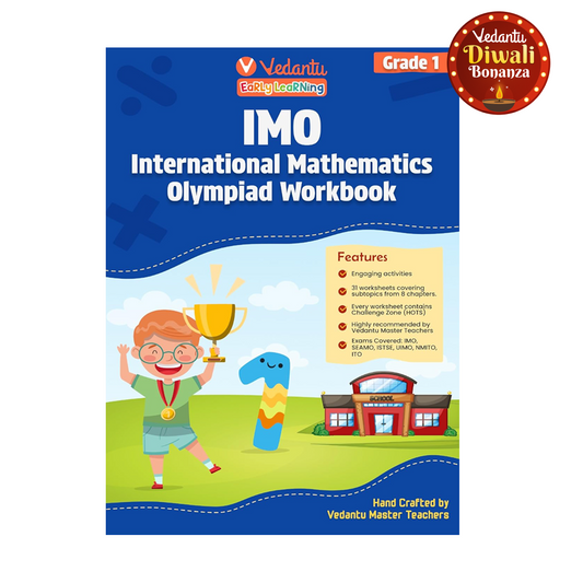 Vedantu Early Learning IMO Workbook for Grade 1 | Boost Problem-Solving Skills with 31 Worksheets HOTS & Sample Paper Challenges | Learn, Practice, and Win – Your Child’s Best Companion for Maths Olympiads Preparation