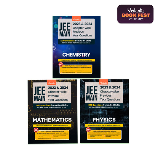 Vedantu JEE Main PYQ Books - Complete Set of 3 for Physics, Chemistry, and Mathematics | 2023 & 2024 Chapterwise Previous Year Questions | Ideal for JEE Main Preparation | Includes Access to JEE Recorded Lectures