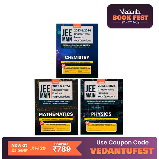 Vedantu JEE Main PYQ Books - Complete Set of 3 for Physics, Chemistry, and Mathematics | 2023 & 2024 Chapterwise Previous Year Questions | Ideal for JEE Main Preparation | Includes Access to JEE Recorded Lectures
