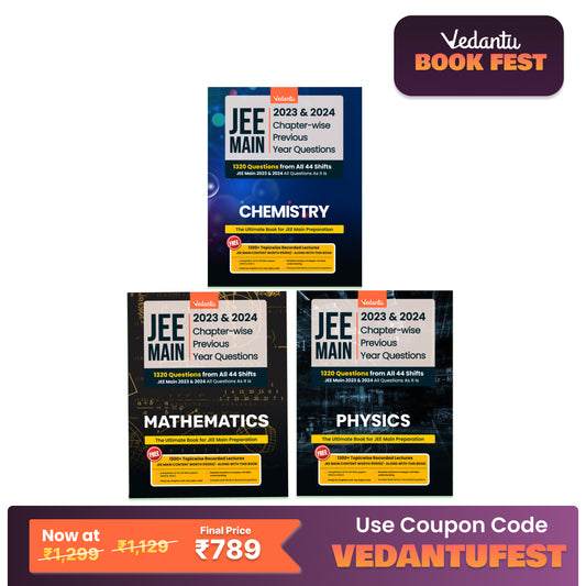 Vedantu JEE Main PYQ Books - Complete Set of 3 for Physics, Chemistry, and Mathematics | 2023 & 2024 Chapterwise Previous Year Questions | Ideal for JEE Main Preparation | Includes Access to JEE Recorded Lectures