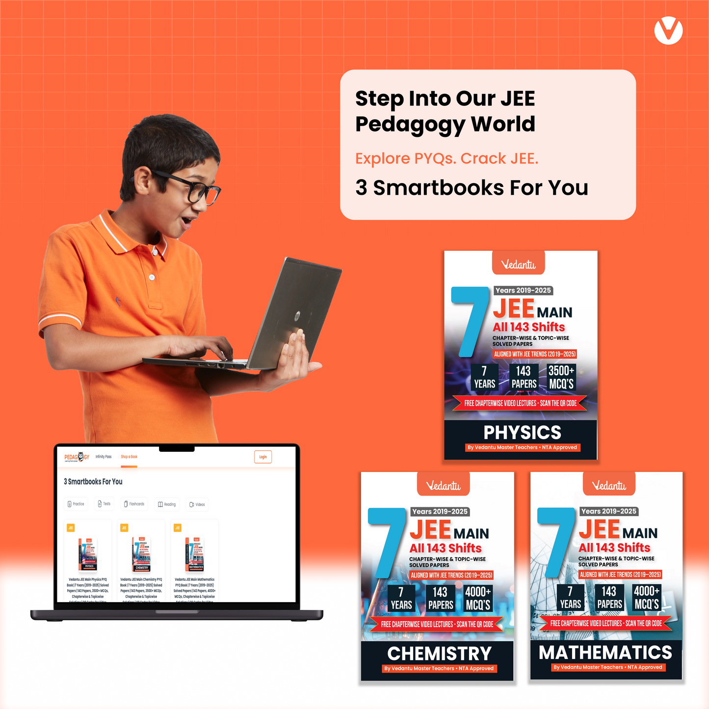 Digital-Only: Vedantu JEE Main PYQs Digital Edition (2019–2025) | Pedagogy App Access | PCM | 143 Papers, 11000+ MCQs, Chapterwise & Topicwise Solutions