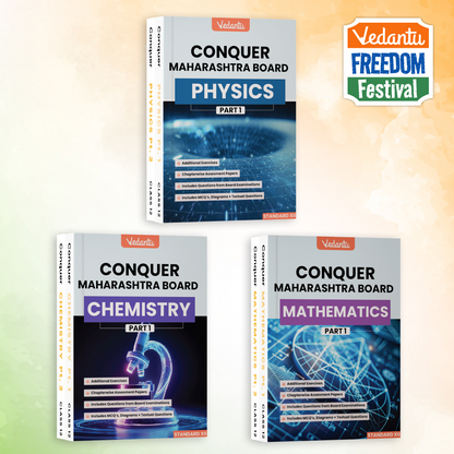 Vedantu Conquer Maharashtra Board Physics Chemistry Mathematics Books Combo Set Of 6 | Part 1 & 2 Standard XII | HSC Class 12 Textbook with Board Questions, MCQs, Diagrams & Chapterwise Assessments | Latest Edition