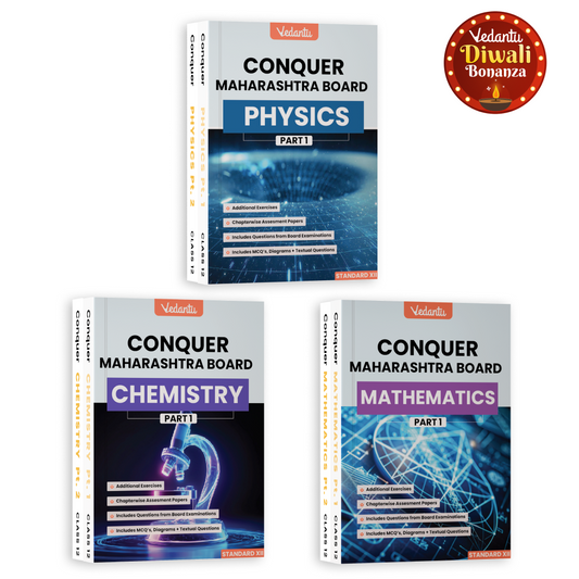 Vedantu Conquer Maharashtra Board Physics Chemistry Mathematics Books Combo Set Of 6 | Part 1 & 2 Standard XII | HSC Class 12 Textbook with Board Questions, MCQs, Diagrams & Chapterwise Assessments | Latest Edition