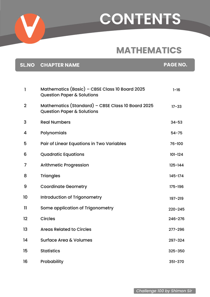 Vedantu Challenge 100 Mathematics Class 10 Book | CBSE Chapter-wise PY