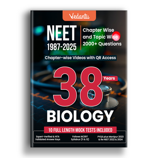 Vedantu 38 Years NEET Biology (1987–2025) Previous Year Questions Book | Chapter & Topic Wise PYQs | 2000+ Questions, QR Video Solutions, 10 Mock Tests | NCERT Based for 2026 Exam