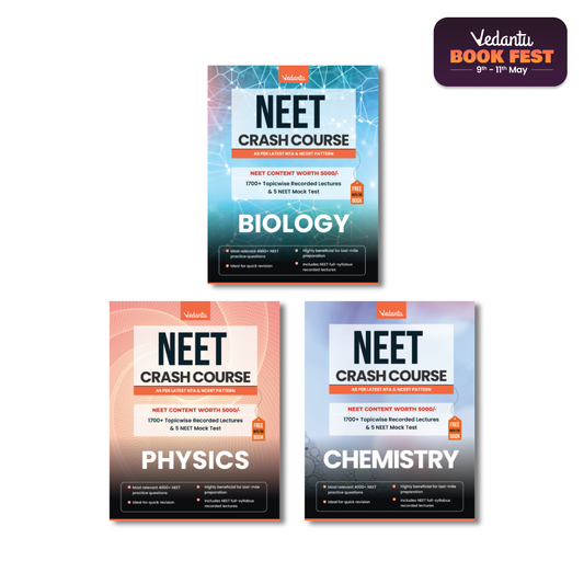 Vedantu NEET 2025 Crash Course Book Set Of 3 – Physics, Chemistry, Biology | Latest NTA Syllabus | Includes Free Recorded Course & NEET Mock Test
