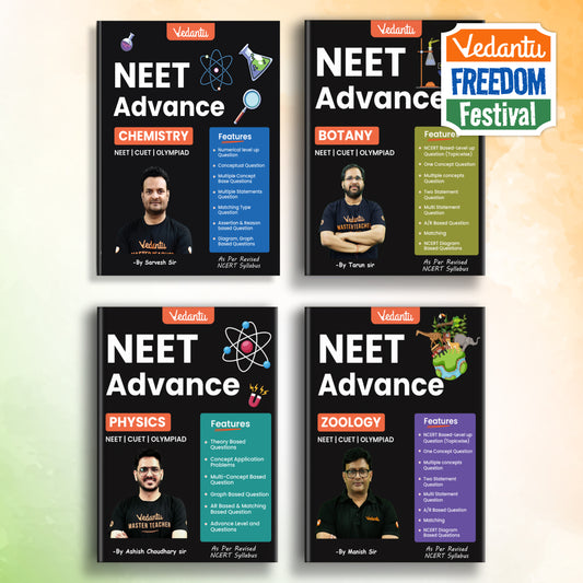 Vedantu NEET Advance Question Books Combo (Set of 4) – Physics, Chemistry, Botany & Zoology | NEET-UG 2026, CUET & Olympiad Preparation Guide | NCERT-Based Topicwise MCQs, Theory, Matching, Graph, Assertion-Reason & Diagram-Based Questions