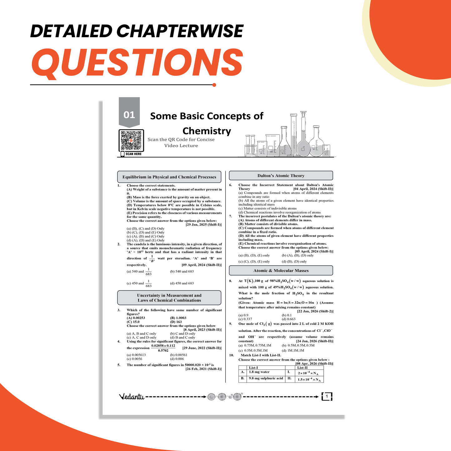 Vedantu JEE Main Physics 8 Years Previous Year Questions 2026–2019 | All 162 Shifts | Chapter-Wise & Topic-Wise PYQ Book with Answer Keys & QR Code Solutions
