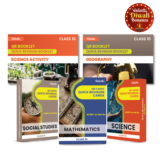 Vedantu Class 10  QR Flashcards &  Booklets Combo Of 5 |  Quick Revision Cards for Science & Social Studies with 3 QR Booklets for Science Activity Maths & Geography | CBSE 2026 Exam Preparation Guide