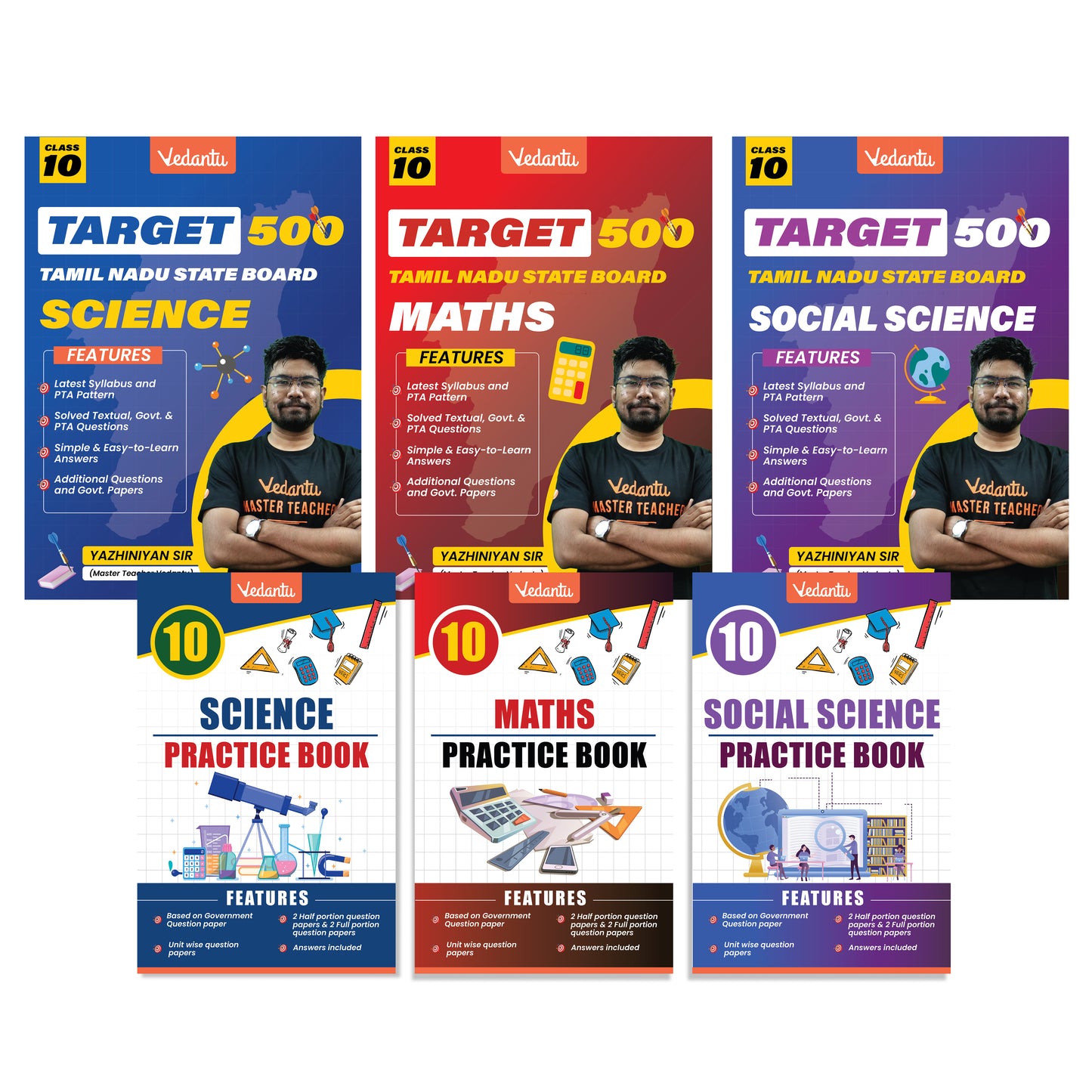 {Pre Order} Vedantu Target 500 Class 10 Combo Pack – Science, Maths, Social Science Practice Books | Tamil Nadu State Board | Latest Syllabus & PTA Pattern | Solved Questions & Government Papers | By Yazhiniyan Sir