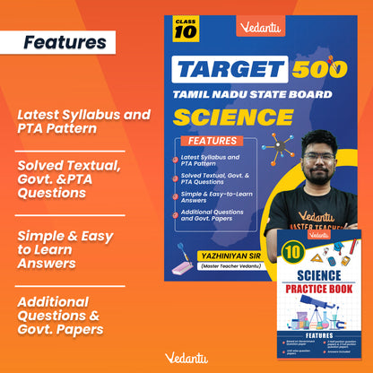 {Pre Order} Vedantu Target 500 Class 10 Combo Pack – Science, Maths, Social Science Practice Books | Tamil Nadu State Board | Latest Syllabus & PTA Pattern | Solved Questions & Government Papers | By Yazhiniyan Sir
