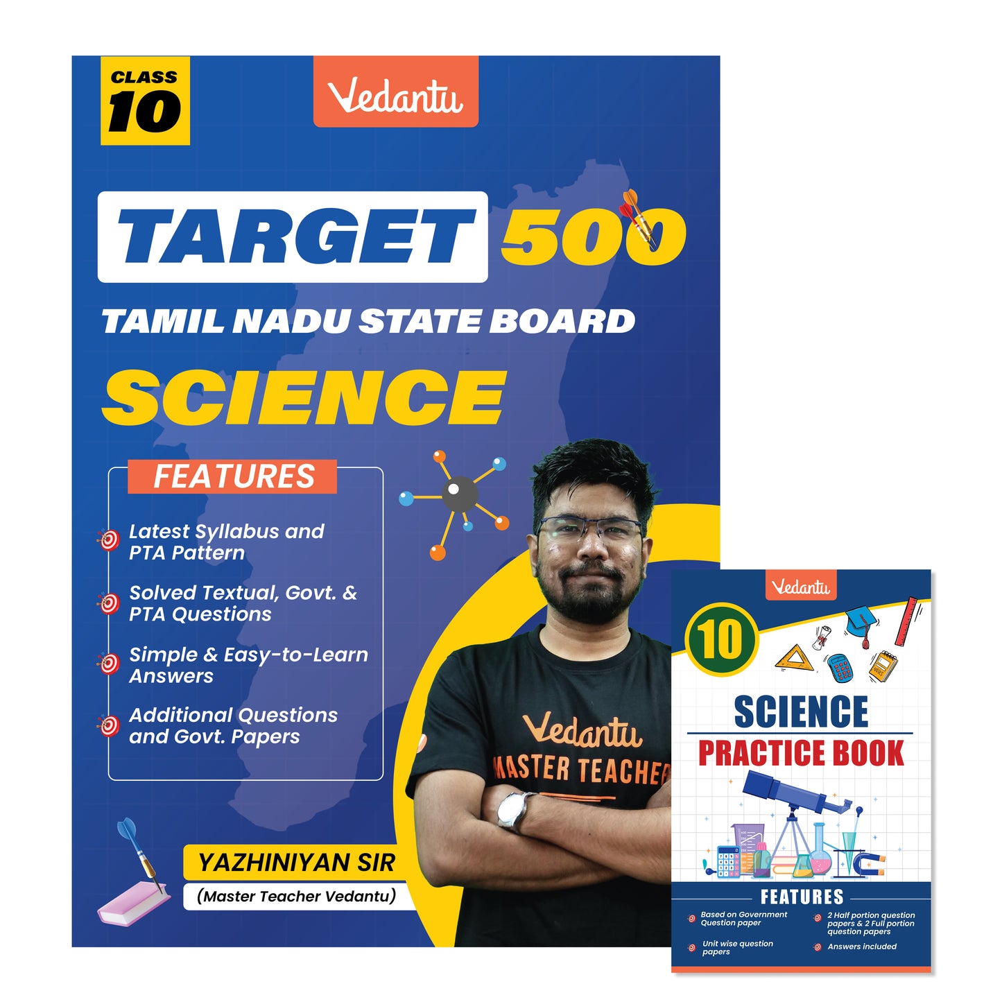 {Pre Order} Vedantu Target 500 Class 10 Combo Pack – Science, Maths, Social Science Practice Books | Tamil Nadu State Board | Latest Syllabus & PTA Pattern | Solved Questions & Government Papers | By Yazhiniyan Sir