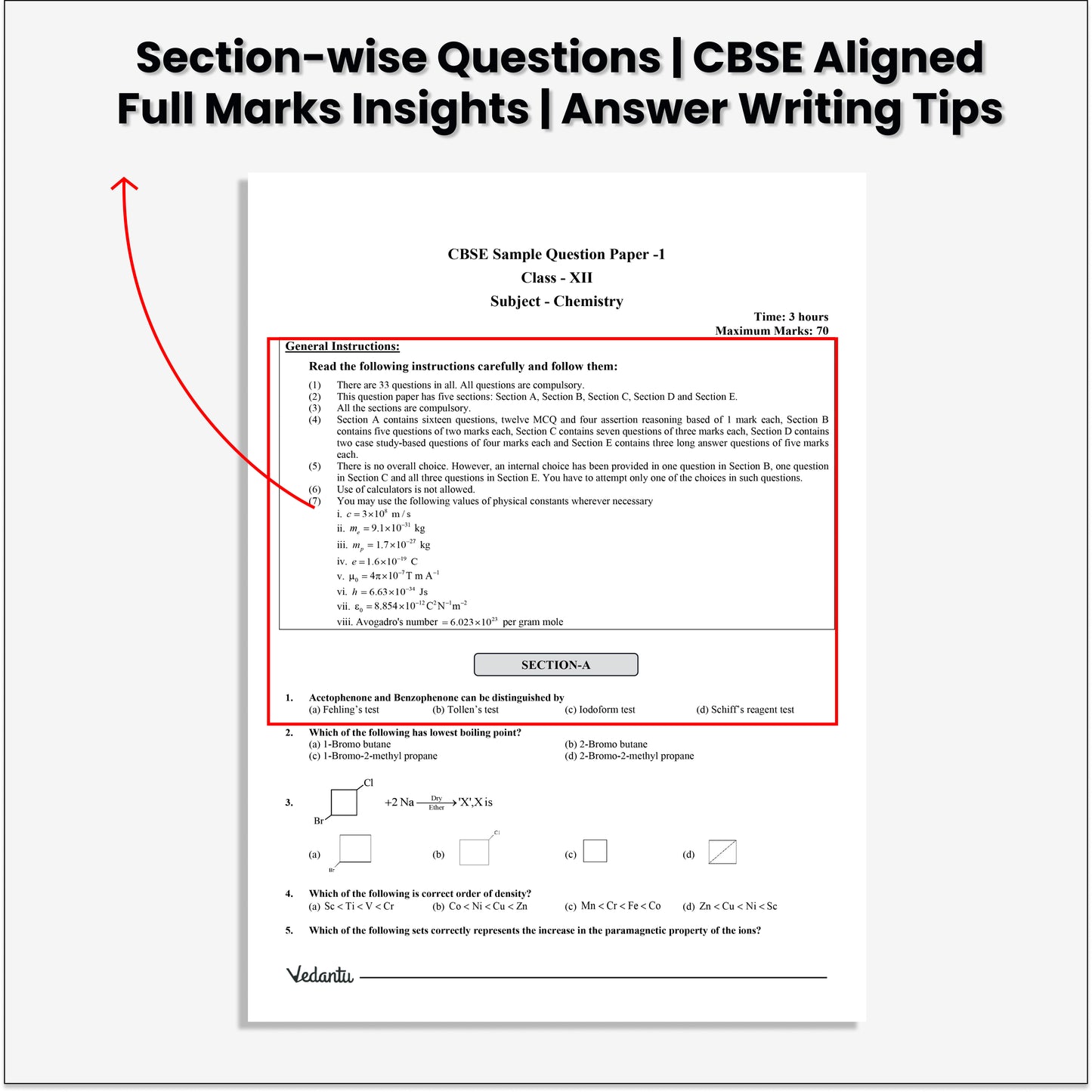 Vedantu CBSE Class 12 Chemistry Sample Paper Book 2026 Board Exam | 10 Solved Papers | MCQs, Assertion–Reason, Case Studies & Numerical | Based On Latest CBSE Pattern | Prepare with Confidence