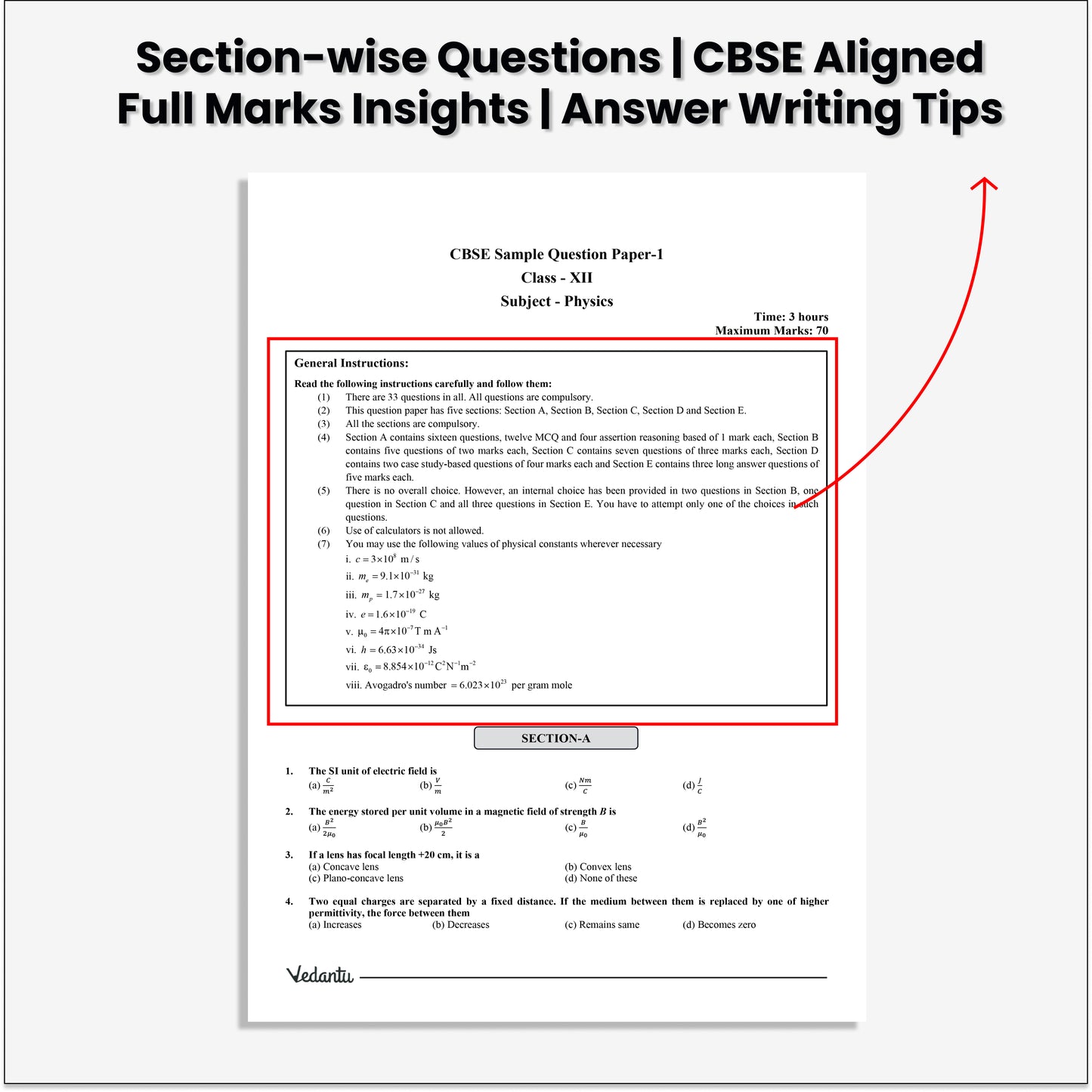 Vedantu CBSE Class 12 Physics Sample Paper Book 2026 Board Exam | 10 Solved Papers | MCQs, Assertion–Reason, Case Studies & Numericals | Based On Latest CBSE Pattern | Prepare with Confidence