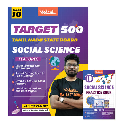 {Pre Order} Vedantu Target 500 Class 10 Combo Pack – Science, Maths, Social Science Practice Books | Tamil Nadu State Board | Latest Syllabus & PTA Pattern | Solved Questions & Government Papers | By Yazhiniyan Sir