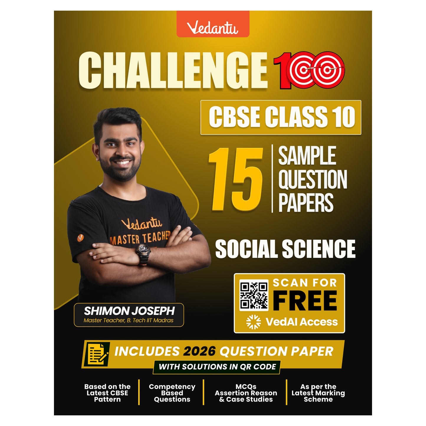 { Pre-Order } - Vedantu Challenge 100 CBSE Class 10 Sample Question Papers Combo Set (English, Maths, Science & Social Science) | 15 Sample Papers Each | Competency-Based Questions | Board Exam 2026-27