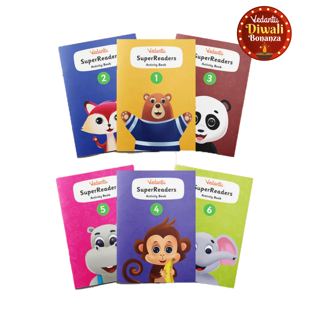 Vedantu Early Learning SuperReaders Activity Book Set for Kids (1-6) | With 40+ Colourful Worksheets | Master Phonics, Grammar, Word Analysis & Reading Fluency | Fun Projects & Short Stories for Ages 4 to 8 Years