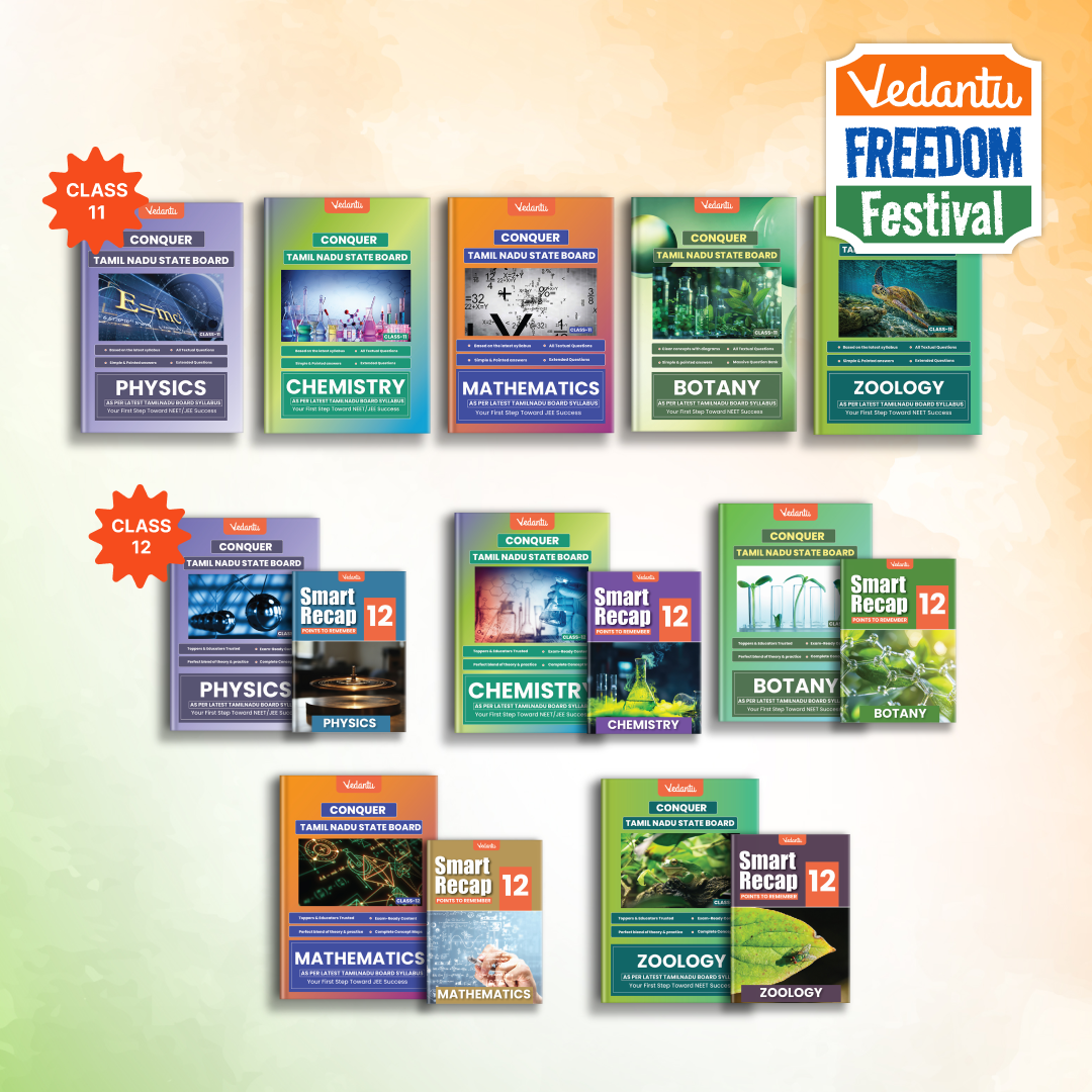 Vedantu Conquer Physics, Chemistry, Mathematics, Botany & Zoology Books Combo for Class 11 & Class 12 Set Of 10 | Tamil Nadu State Board | Based on Latest Syllabus | Exercises with Solutions, HOTS & Govt. Questions | JEE/NEET Focused