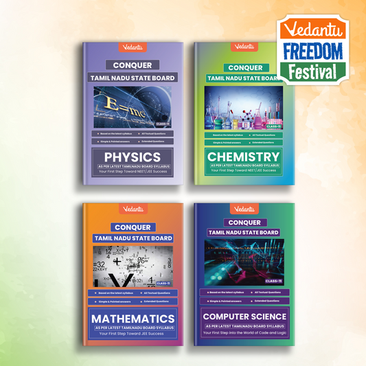 Vedantu Conquer Physics, Chemistry, Mathematics, Computer Science Books Combo for Class 11 Set Of 4 | Tamil Nadu State Board | Based on Latest Syllabus | Exercises with Solutions, HOTS & Govt. Questions | JEE Focused