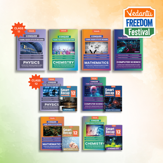 Vedantu Conquer Physics, Chemistry, Mathematics, Computer Science Books Combo for Class 11 & Class 12 Set Of 8 | Tamil Nadu State Board | Based on Latest Syllabus | Exercises with Solutions, HOTS & Govt. Questions | JEE Focused