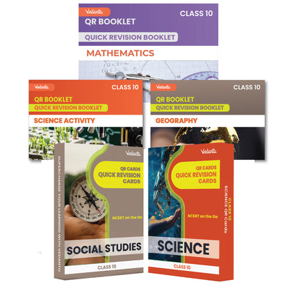 Vedantu Class 10  QR Flashcards &  Booklets Combo Of 5 |  Quick Revision Cards for Science & Social Studies with 3 QR Booklets for Science Activity Maths & Geography | CBSE 2026 Exam Preparation Guide