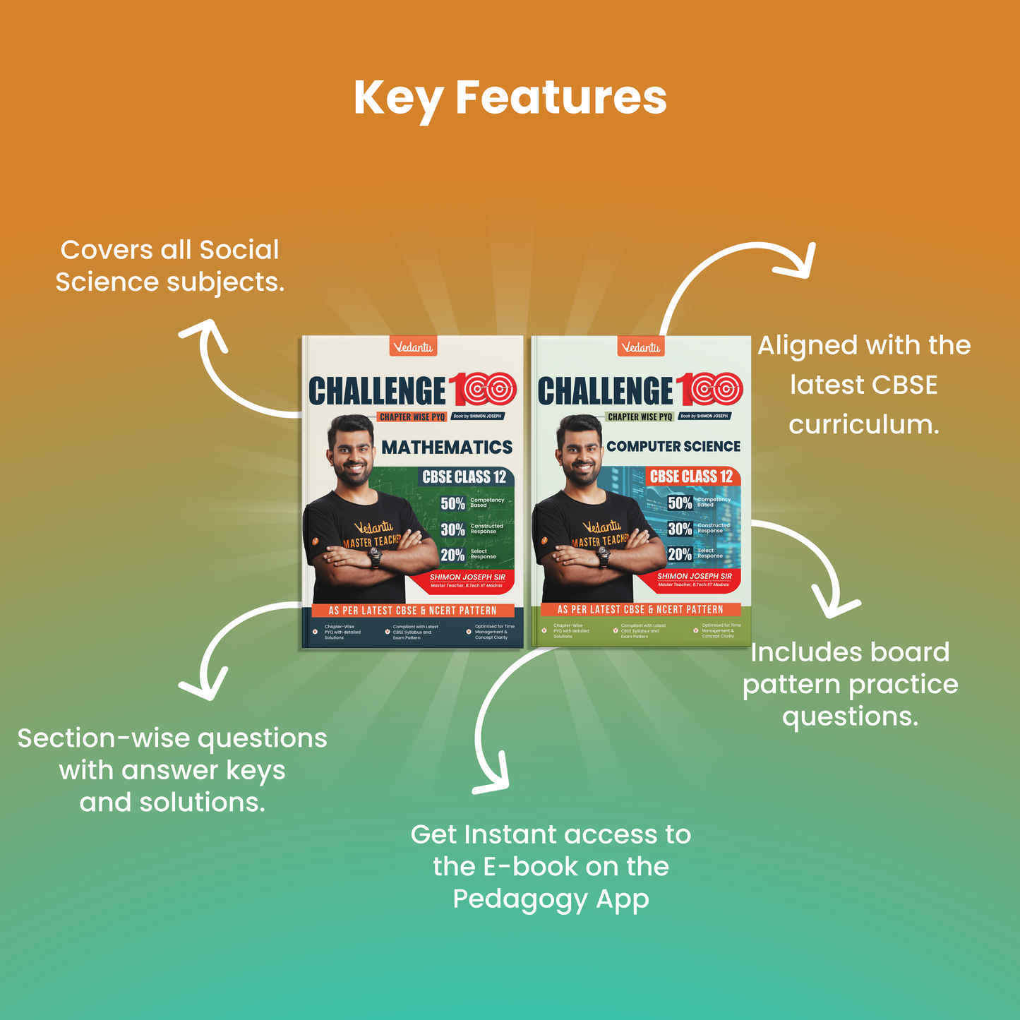 Vedantu CBSE Class 12 Challenge 100 – Mathematics & Computer Science Combo Set Of 2 | Fully Solved PYQs, Chapter Notes & CBSE Pattern | Latest Exam Pattern | By Shimon Joseph