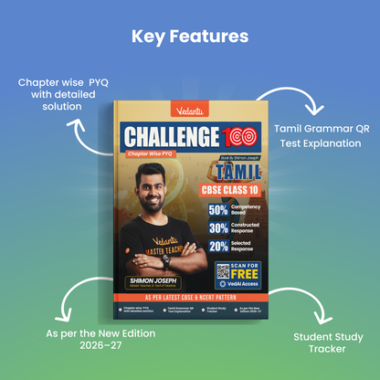 Vedantu Challenge 100 Tamil Class 10 | By Shimon Joseph | Latest CBSE Syllabus | Chapter-wise PYQ with Detailed Solutions | Tamil Grammar QR Test Explanation | Student Study Tracker | Competency-Based Pattern | As per New Edition 2026–27