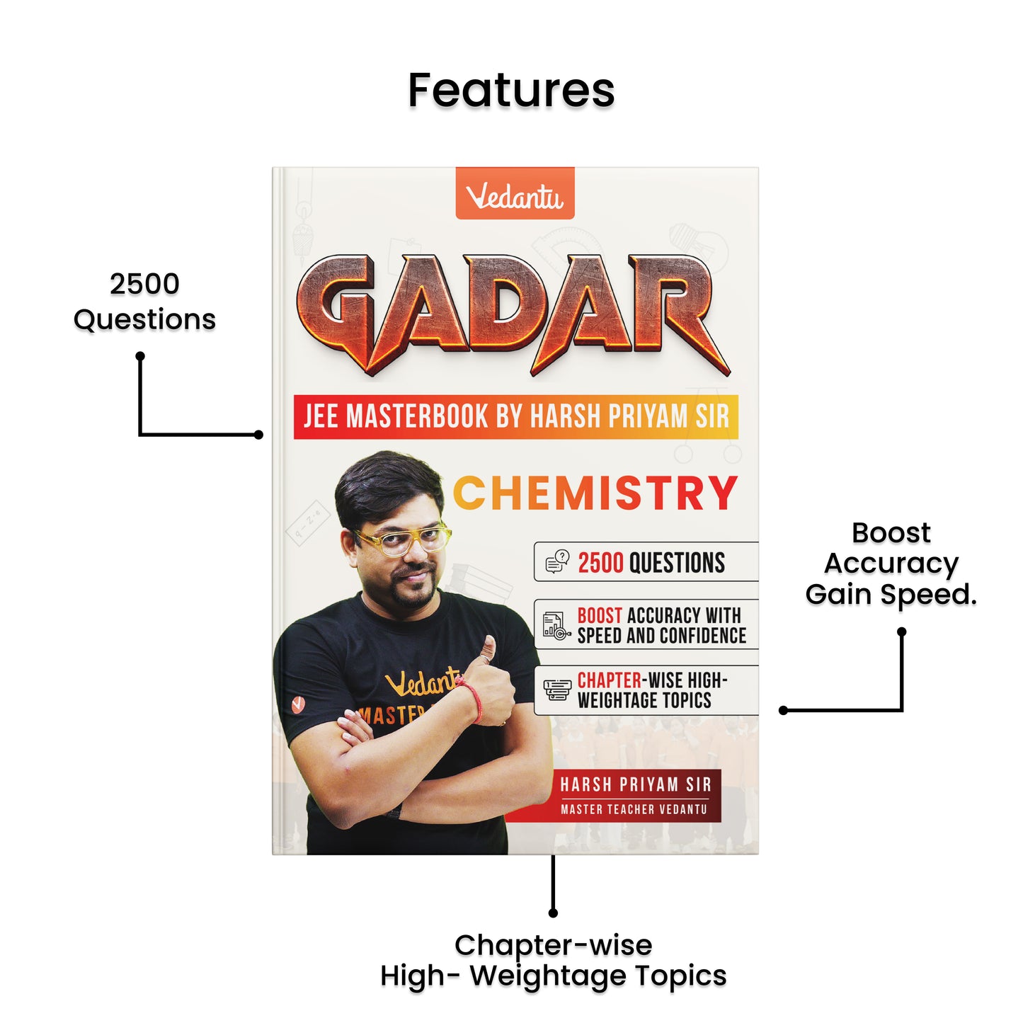 Vedantu Gadar Chemistry Book For JEE Main 2026 | By Harsh Priyam Sir | Chapterwise Formulas, High Weightage Topic Questions, Diagram Based Problems, QR Video Solutions, 2500+ Practice for Accuracy & Speed