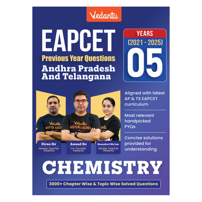 Vedantu EAPCET PCM Previous Year Questions Books (Physics, Chemistry & Mathematics) 2021–2025 | AP & TS EAPCET PYQs | 12,000+ Chapter-Wise & Topic-Wise Solved Questions | Free Ved AI & Pedagogy Access