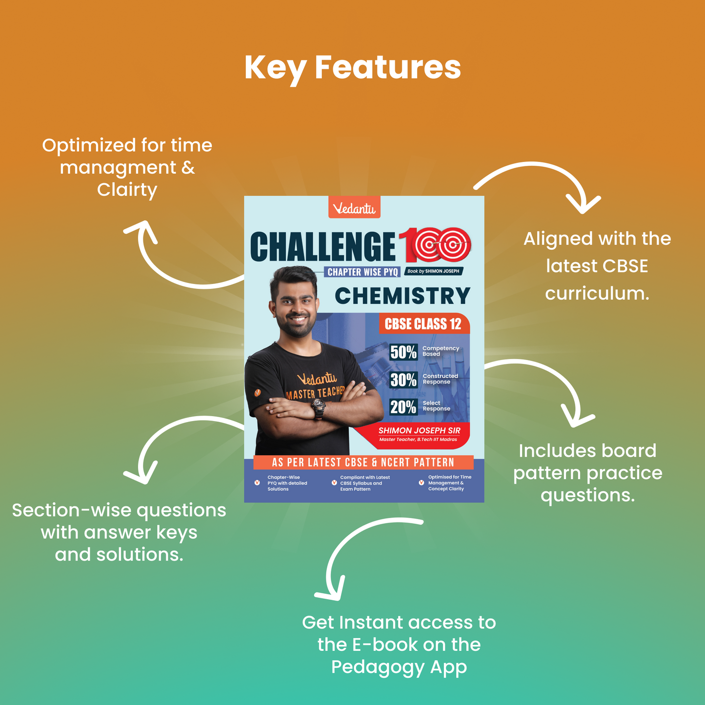 Vedantu Challenge 100 Chemistry Chapter-Wise PYQ Book for CBSE Class 12 | As per Latest CBSE & NCERT Pattern | Board Exam Practice with Detailed Solutions by Shimon Joseph Sir