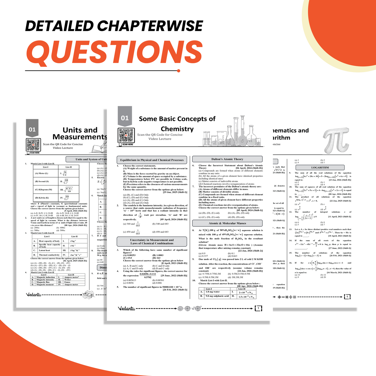 Vedantu JEE Main 8 Years Chapterwise & Topicwise PYQ Books 2026–2019 | Physics, Chemistry & Mathematics Combo | All 162 Shifts with Answer Keys & QR Code Solutions | Set of 3