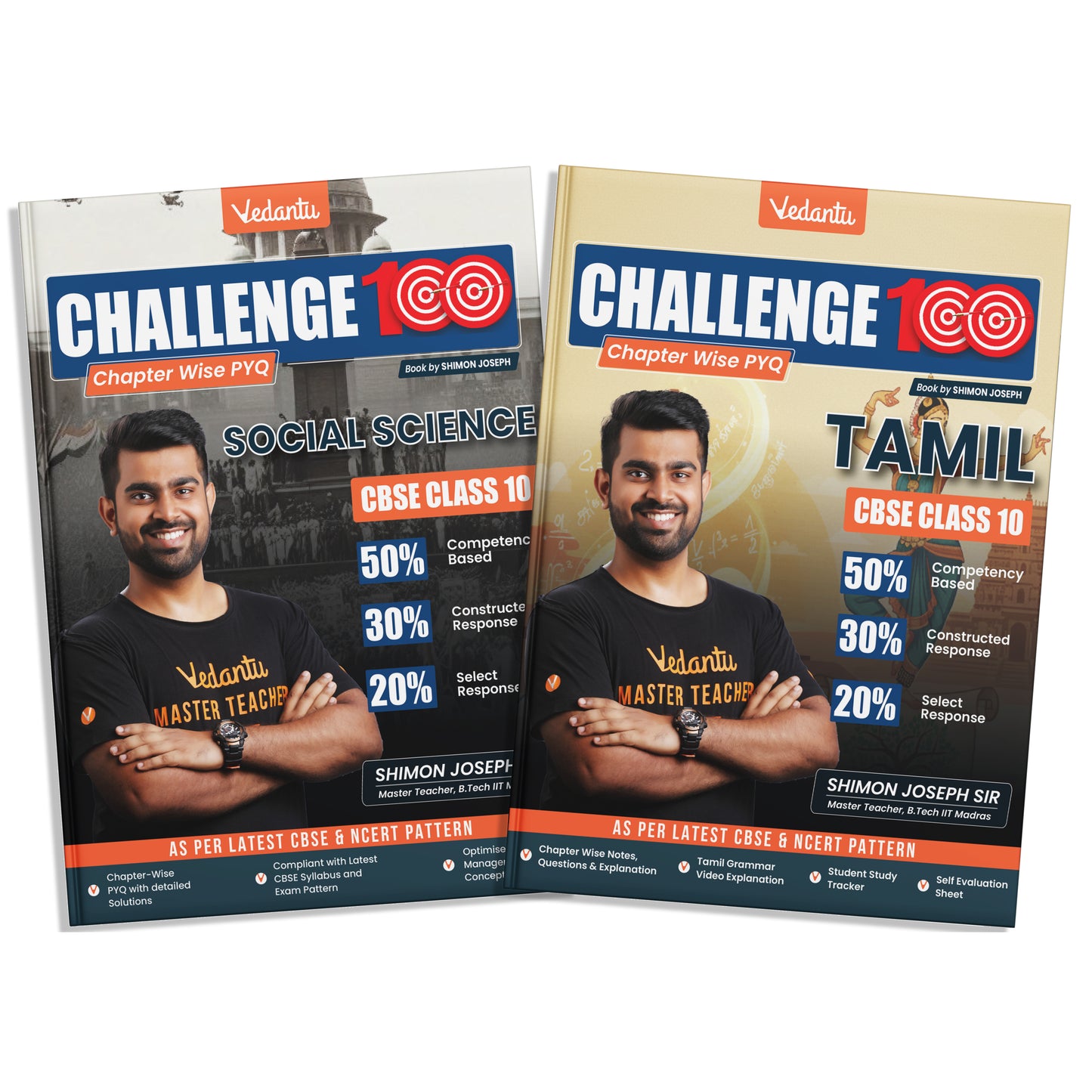 Vedantu Challenge 100 CBSE Class 10 Tamil & Social Science Combo (Set of 2)| By Shimon Joseph | Latest CBSE & NCERT Pattern | Chapter-wise PYQs with Detailed Solutions | Competency-Based MCQs, Maps & Diagram Questions