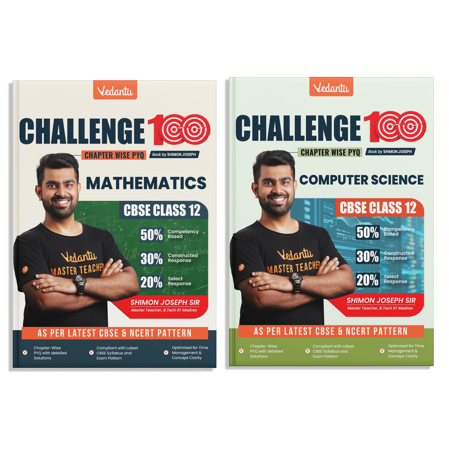 Vedantu CBSE Class 12 Challenge 100 – Mathematics & Computer Science Combo Set Of 2 | Fully Solved PYQs, Chapter Notes & CBSE Pattern | Latest Exam Pattern | By Shimon Joseph