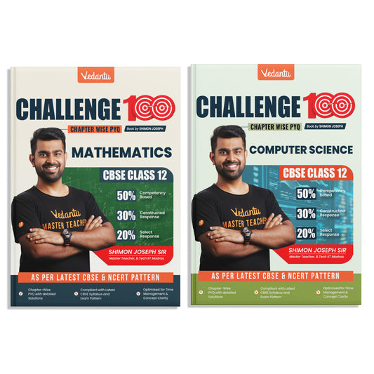 Vedantu CBSE Class 12 Challenge 100 – Mathematics & Computer Science Combo Set Of 2 | Fully Solved PYQs, Chapter Notes & CBSE Pattern | Latest Exam Pattern | By Shimon Joseph