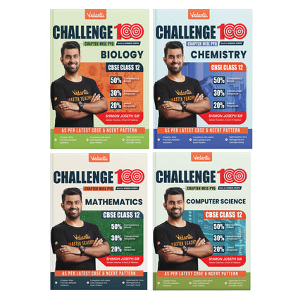 Vedantu Challenge 100 Class 12 Combo Books Set of 4 | Mathematics, Biology, Chemistry & Computer Science| Chapter-Wise PYQs With Detailed Solutions | Latest NCERT Pattern | Complete Board Exam Preparation 2026