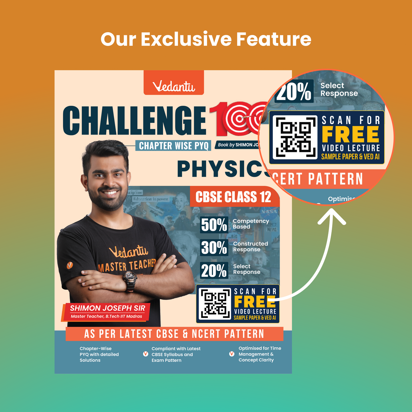 Vedantu Challenge 100 CBSE Class 12 Physics Chapter-Wise PYQ Book | Previous Year Questions with Detailed Solutions | Latest CBSE Pattern | Board Exam 2026-27