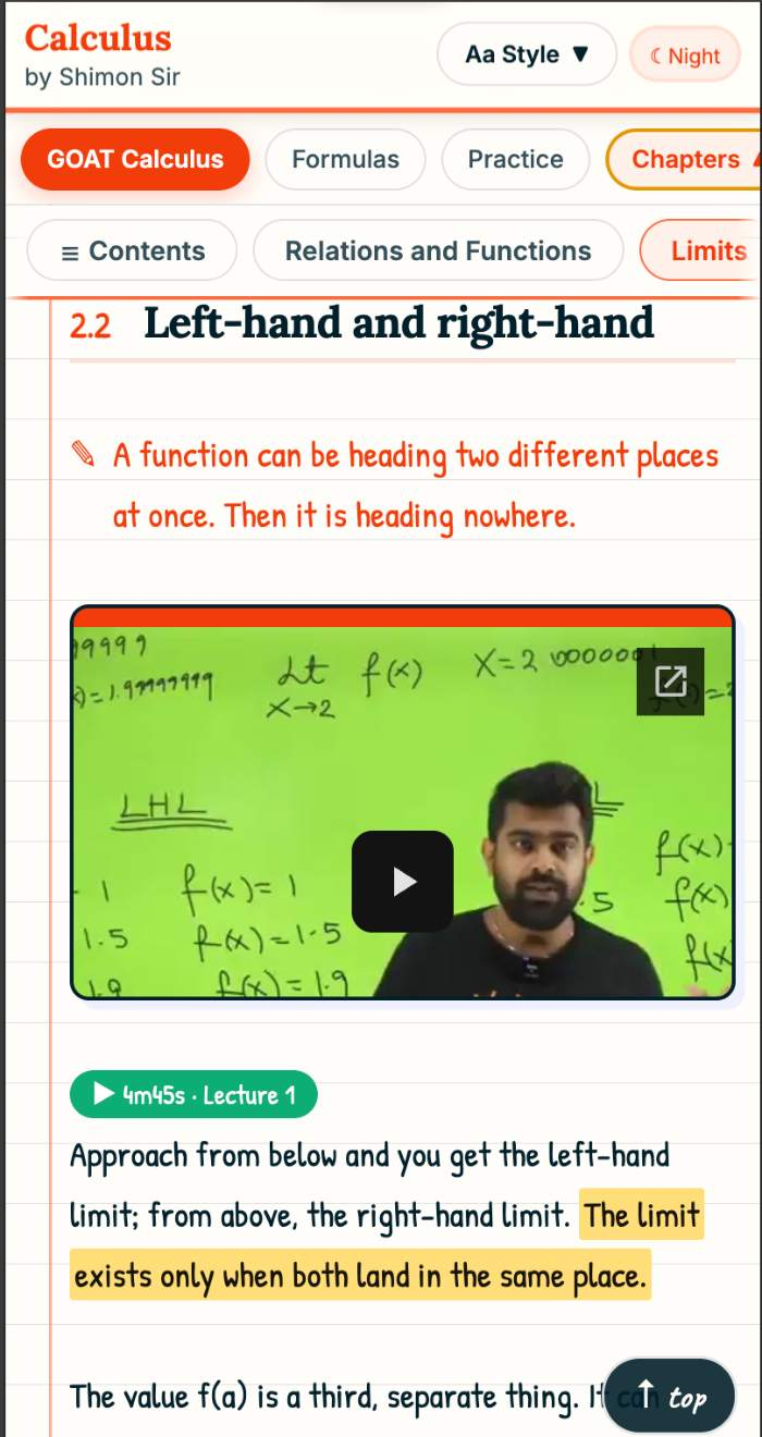 Digital Only | GOAT Calculus – The Complete Guide by Shimon Sir | CBSE Class 12 & JEE Mathematics | Video Course + Notes + Practice