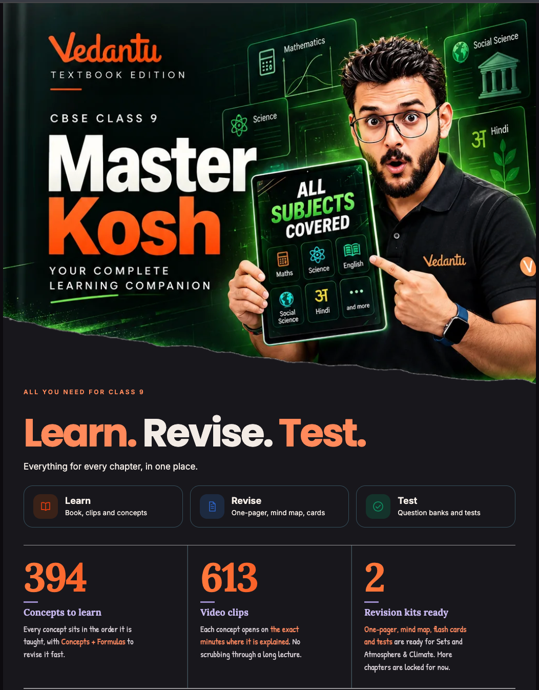 [Digital Only] - Vedantu CBSE Class 9 All 6 Chapters | 3-in-1 Learning, Revision & Practice | Video Lectures, Formula & Concept Videos, Flashcards, Mind Maps, Chapter-wise & Full Syllabus Questions with Solutions