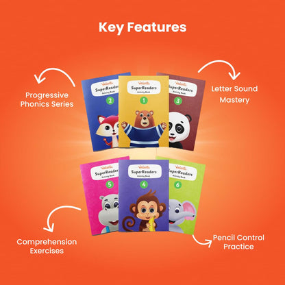Vedantu Early Learning SuperReaders Activity Book Set for Kids (1-6) | With 40+ Colourful Worksheets | Master Phonics, Grammar, Word Analysis & Reading Fluency | Fun Projects & Short Stories for Ages 4 to 8 Years