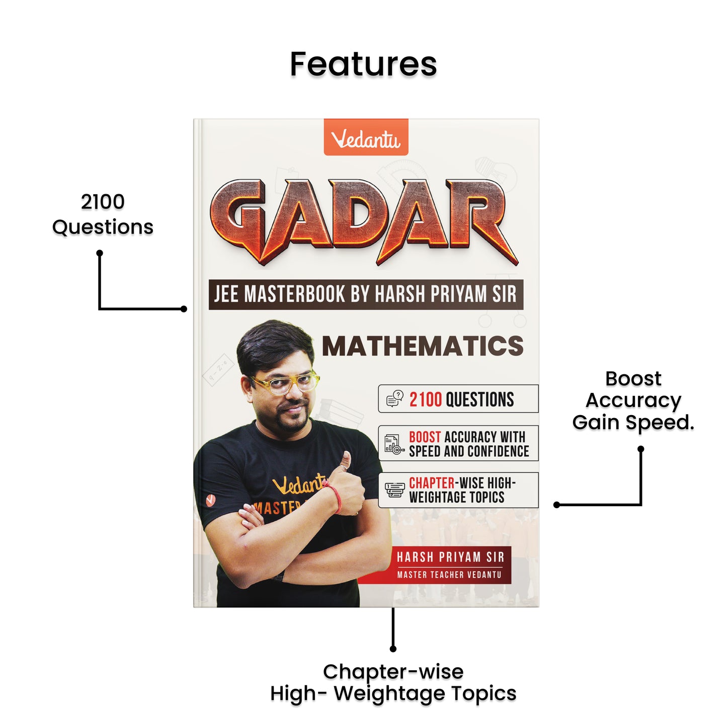 Vedantu Gadar Mathematics Book For JEE Main 2026 | By Harsh Priyam Sir | Chapterwise Formulas, High Weightage Topic Questions, Diagram Based Problems, QR Video Solutions, 2100+ Practice for Accuracy & Speed