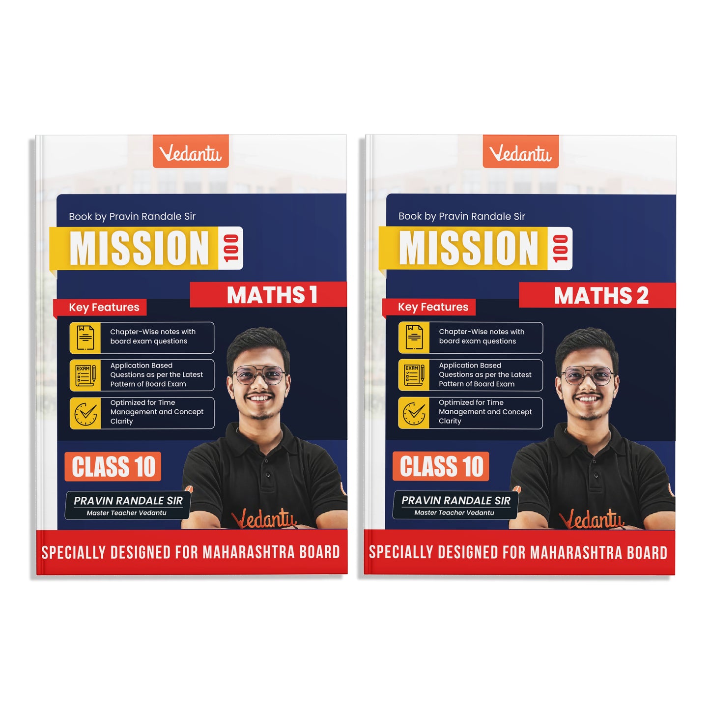 Vedantu Mission 100 CBSE Class 10 Mathematics 1 & 2 Books Combo | Designed For MH Board Pattern | Chapter-Wise Notes, Board Exam Questions, Activities, Diagrams & Latest Paper Pattern | By Pravin Randale Sir