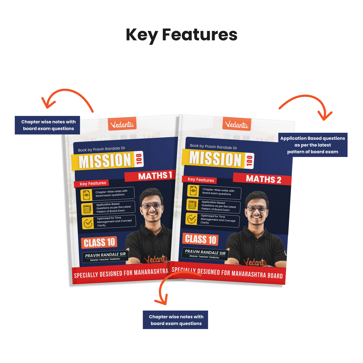 Vedantu Mission 100 CBSE Class 10 Mathematics 1 & 2 Books Combo | Designed For MH Board Pattern | Chapter-Wise Notes, Board Exam Questions, Activities, Diagrams & Latest Paper Pattern | By Pravin Randale Sir
