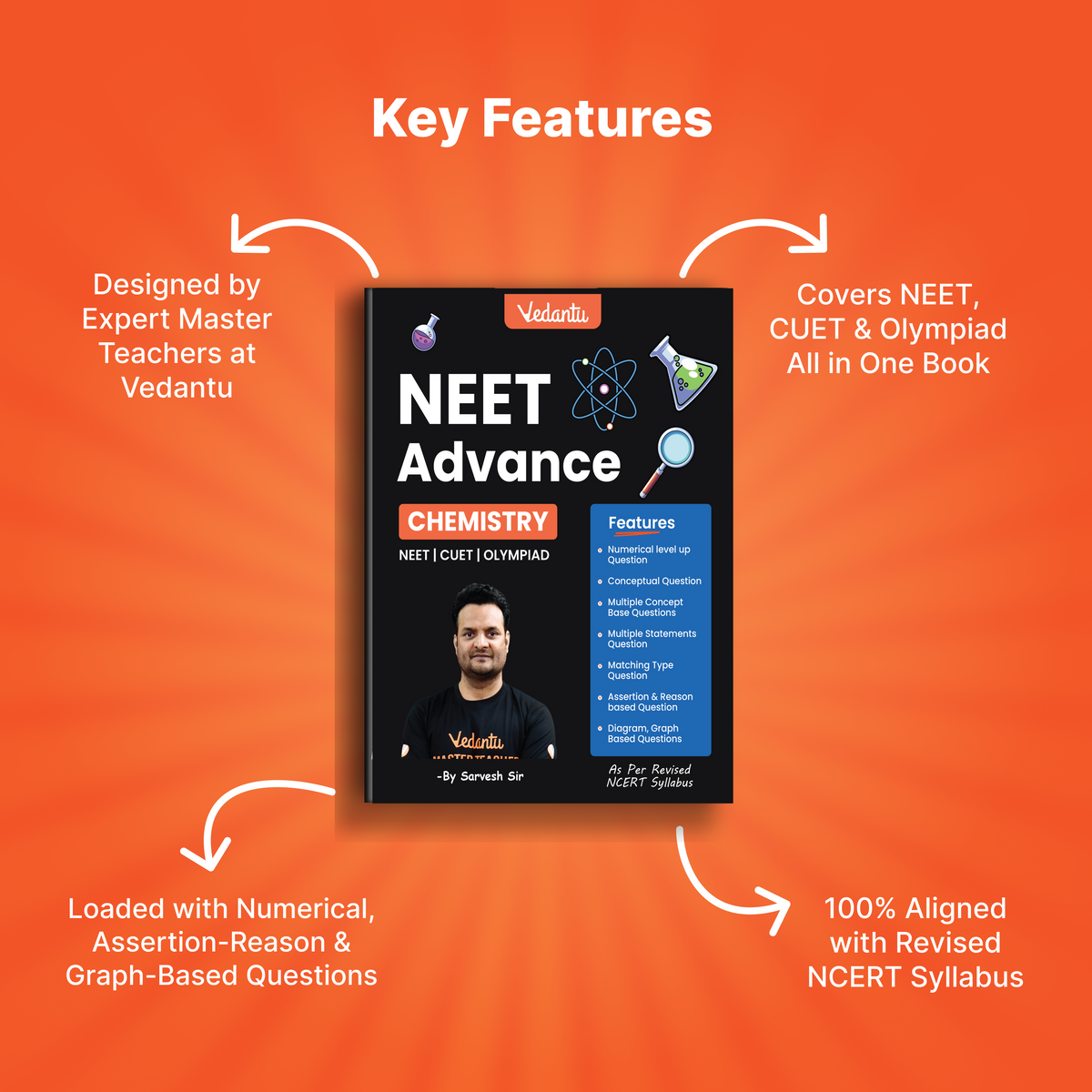 Vedantu NEET Advance Chemistry Question Book | NEET-UG Medical Entrance Exam Book 2026, CUET & Olympiad Preparation Guide | NCERT Based Topicwise MCQs, Numerical Level-up With Conceptual Questions, Matching Graph, A/R & Diagram Based Questions