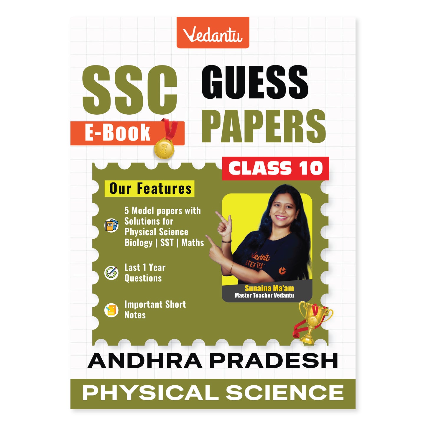 Digital Only – SSC Guess Papers 2026 | Andhra Pradesh State | Pedagogy | 5 Model Papers with Solutions | Last 5 Years Questions | Important Short Notes | Blueprint Based | Exam Pattern & Weightage | Physical Science, Biology, SST, Maths | Class 10