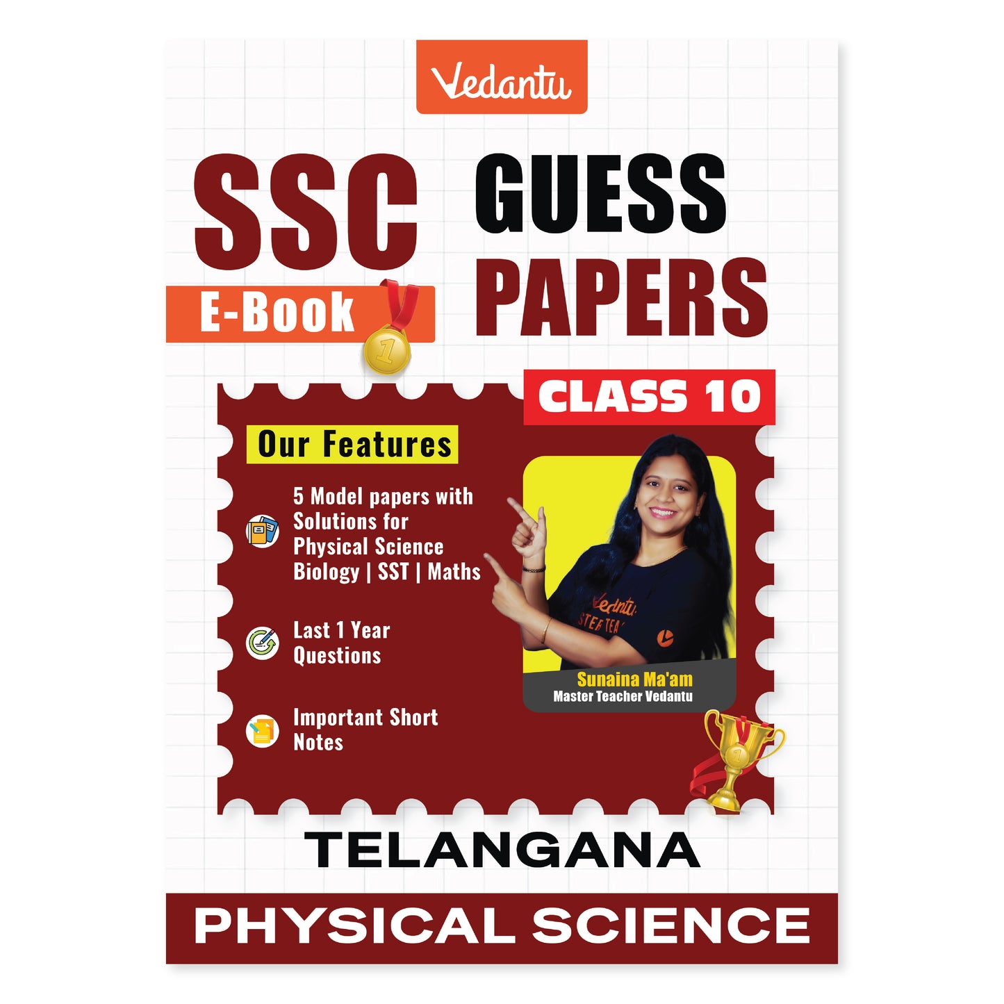 Digital Only – SSC Guess Papers 2026 | Telangana State | Pedagogy | 5 Model Papers with Solutions | Last 5 Years Questions | Important Short Notes | Blueprint Based | Exam Pattern & Weightage | Physical Science, Biology, SST, Maths | Class 10