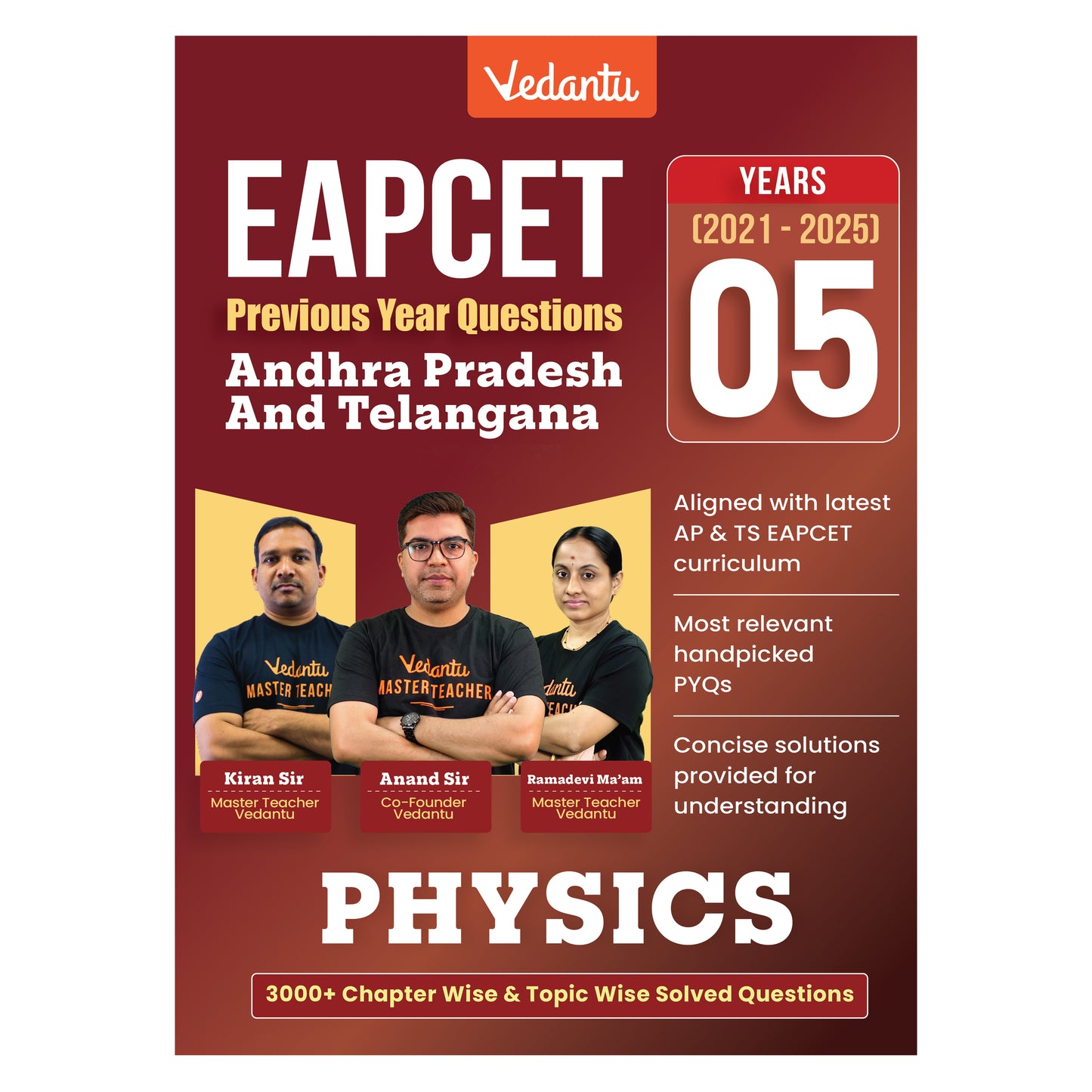 Vedantu EAPCET PCM Previous Year Questions Books (Physics, Chemistry & Mathematics) 2021–2025 | AP & TS EAPCET PYQs | 12,000+ Chapter-Wise & Topic-Wise Solved Questions | Free Ved AI & Pedagogy Access