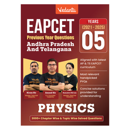 Vedantu EAPCET PCM Previous Year Questions Books (Physics, Chemistry & Mathematics) 2021–2025 | AP & TS EAPCET PYQs | 12,000+ Chapter-Wise & Topic-Wise Solved Questions | Free Ved AI & Pedagogy Access