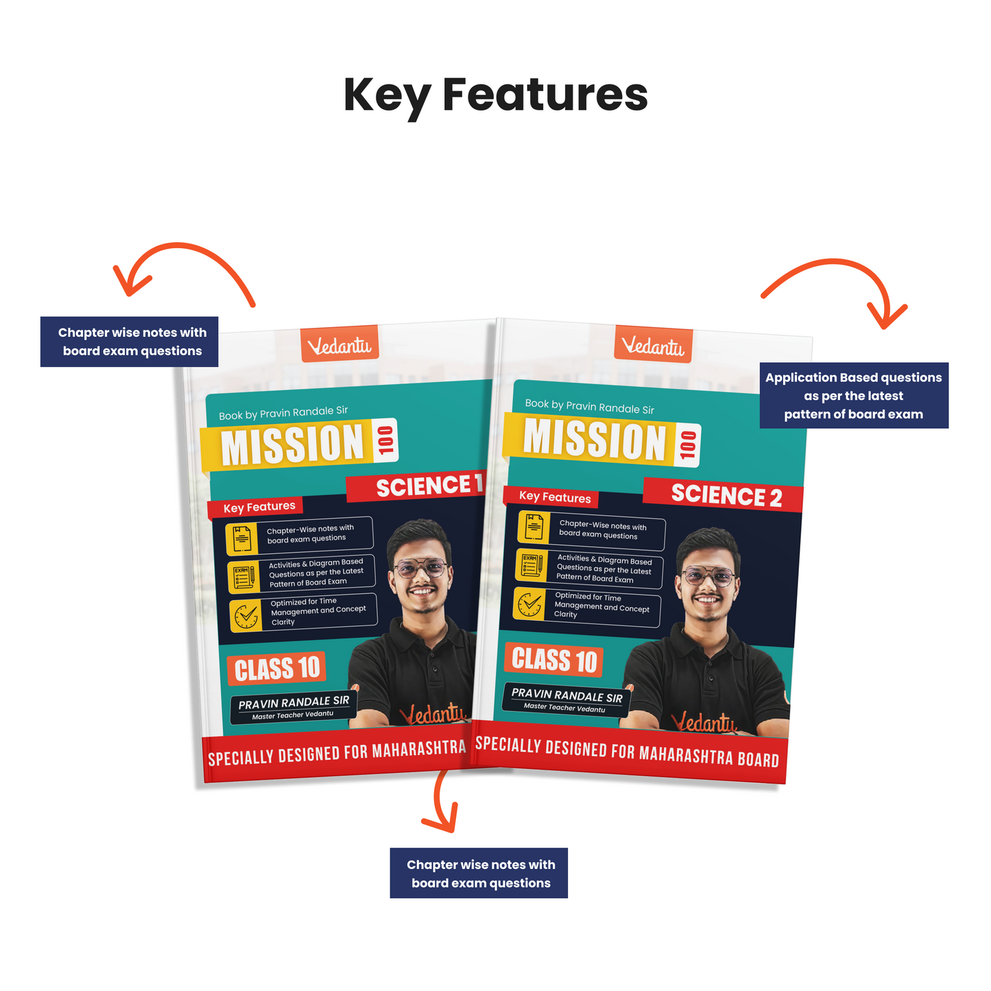Vedantu Mission 100 CBSE Class 10 Science 1 & Science 2 Books Combo | Designed For MH Board Pattern | Chapter-Wise Notes, Board Exam Questions, Activities, Diagrams & Latest Paper Pattern | By Pravin Randale Sir