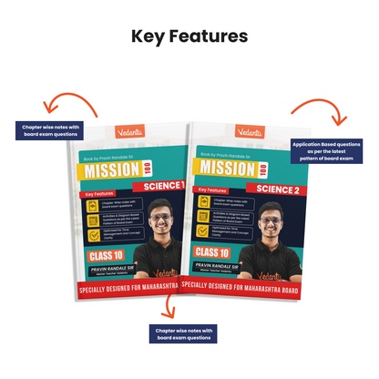 Vedantu Mission 100 CBSE Class 10 Science 1 & Science 2 Books Combo | Designed For MH Board Pattern | Chapter-Wise Notes, Board Exam Questions, Activities, Diagrams & Latest Paper Pattern | By Pravin Randale Sir